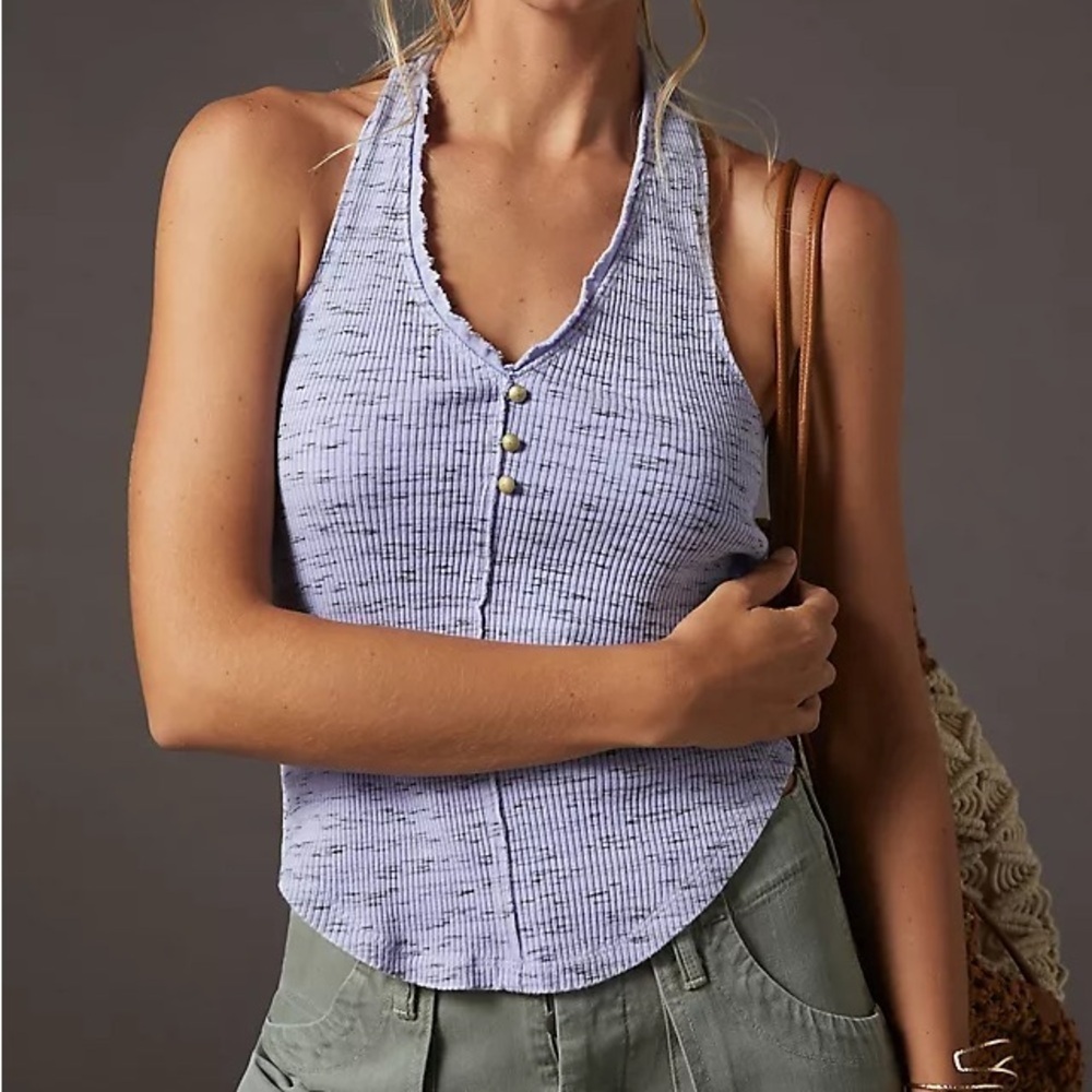 Anthropologie Pilcro Henley Halter Top Large